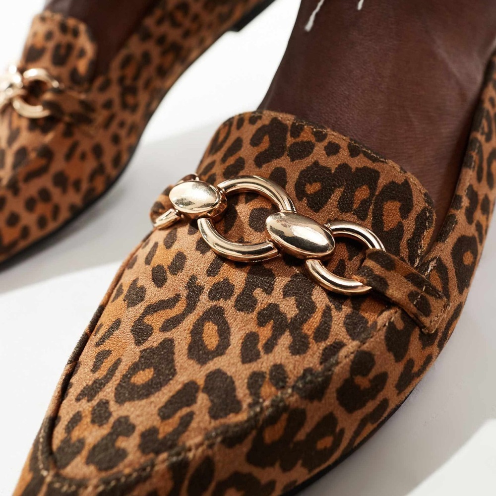 Leopard Print Loafers with Gold Accent